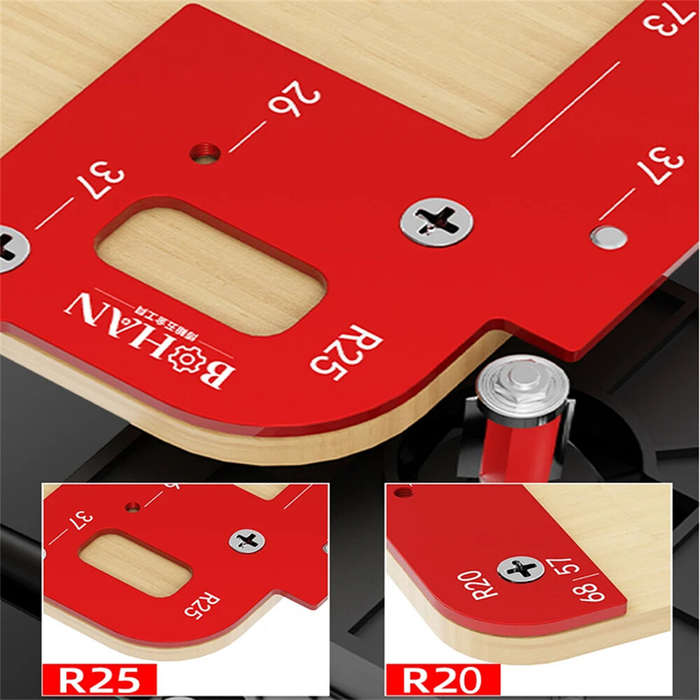 Red - Invisible Embedded Handle Slotting Template Aluminum Alloy Precise Slot Positioning Wardrobe K