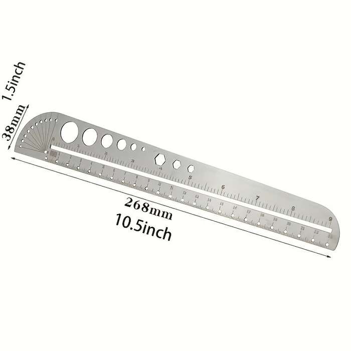 1PCS - Multifunctional Stainless Steel Profiled Ruler Protractor Compass 201 Stainless Steel Precisi