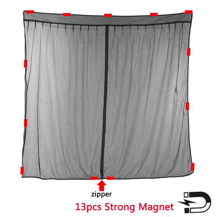 Magnetic Screen Back Anti-mosquito Door Flyscreen Mesh Ventilation Sunshade Fly Curtain Net For Van