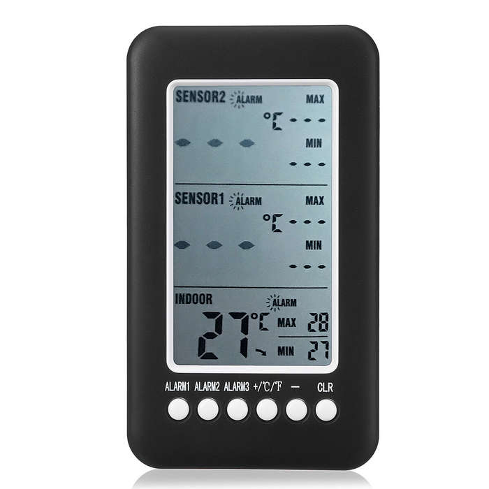Digital Indoor Outdoor Thermometer Dual Sensor LCD Display with Trend Indicators Max Min Temperature