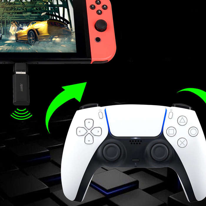 Black - RALAN bluetooth Adapter PS4/PS5 Gamepad to Computer Receiver Suitable for Switch/PC/TV Box