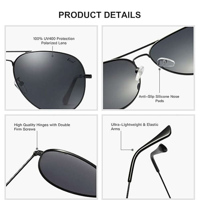 Black(No Photochromic) - Photochromic Polarized Sunglasses UV400 Protection Anti-Glare Sun Glasses f