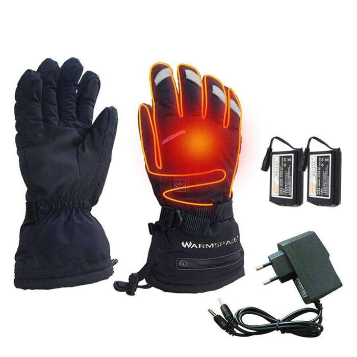 XL - WARMSPACE 3-Modes Electric Heated Gloves Full Fingers Heating Winter Gloves Men Women Waterproo