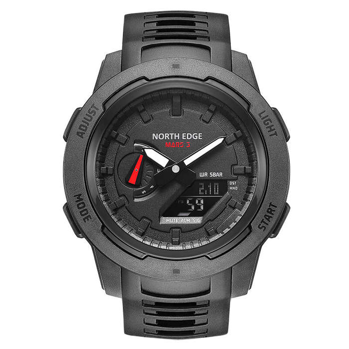 Black - NORTH EDGE Mars3 50M Waterproof Stopwatch Timing Calendar Electronics LED Display Digital Wa