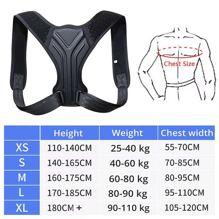 XL - KALOAD Adjustable Back Shoulder Posture Corrector Belt Clavicle Spine Support for Home Office S
