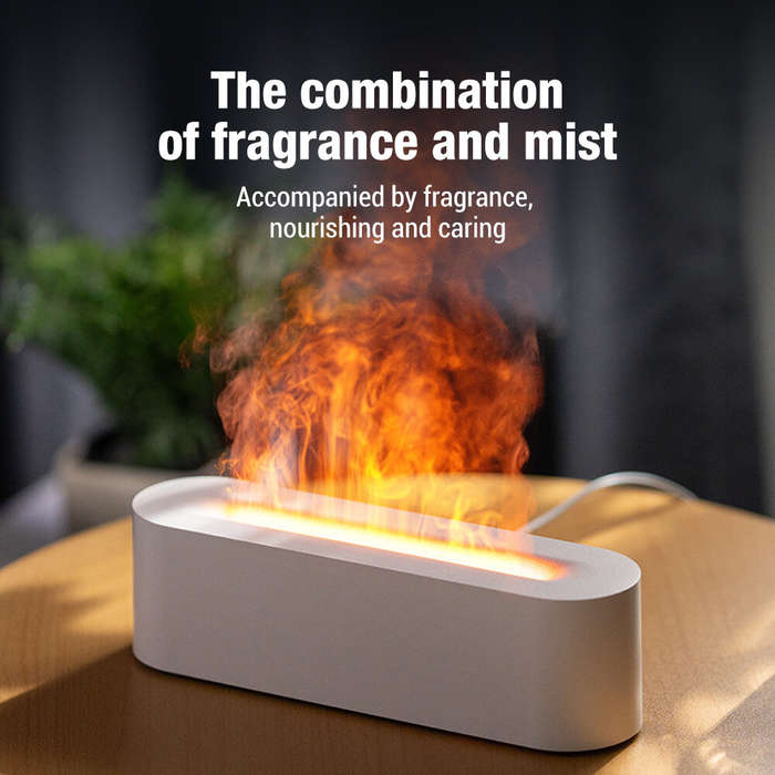 Black - Aroma Diffuser Desktop Colorful Simulation Flame Machine Aromatherapy Humidifier Lamp Led Es