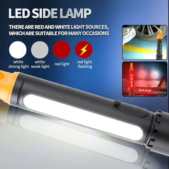 Black - 1000LM Super Bright LED Tactical Flashlights with COB Sidelight, 21700 Battery, USB Recharge