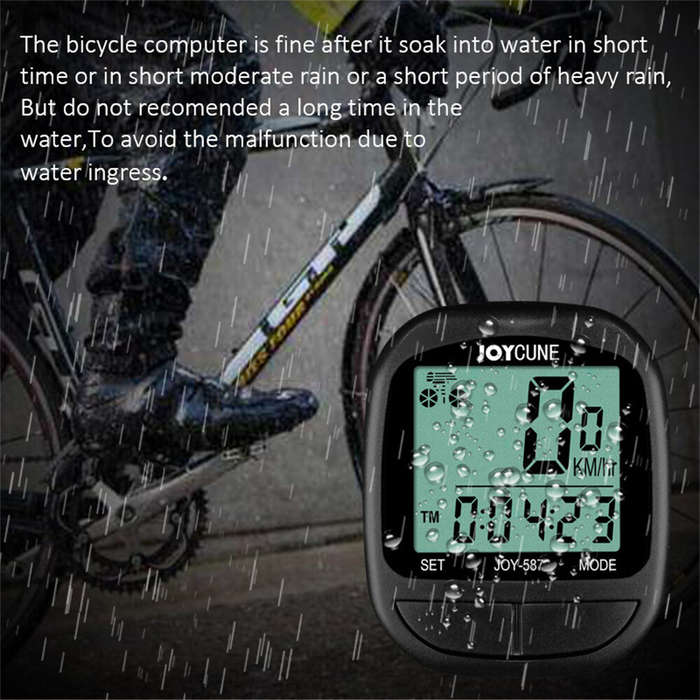 Black - JOYCUNE JOY-587 Wired Bike Computer Waterproof Bicycle Speedometer Odometer Stopwatch Cycle