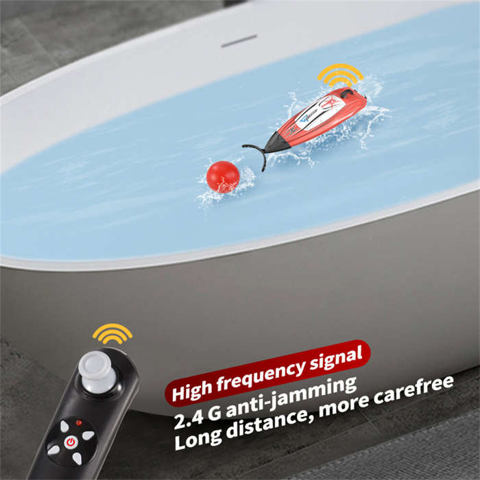 Blue - HC 804 2.4G Mini Remote Control High Speed RC Boat LED Light Palm Summer Waterproof Toy Dual