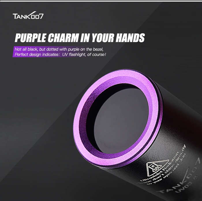 Black - TANK007 UV03 High Power UV 365nm LED Flashlight NDT EDC Portable Blacklight Powerful Torch D