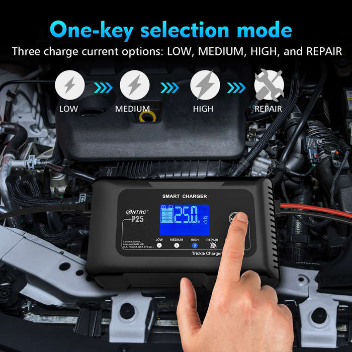 UK Plug - HTRC Smart Car Battery Charger 12V 25A 24V 13A Automotive Charger Battery Maintainer Trick
