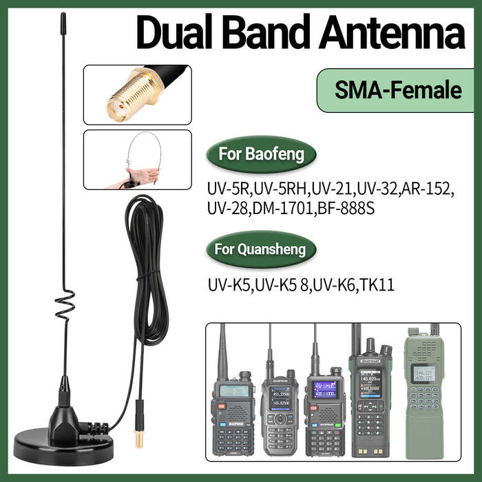 PL-259 - AD-109 Magnetic Mount Mobile Antenna Dual Band VHF UHF 136-174MHz 400-520MHz High Gain 5M C