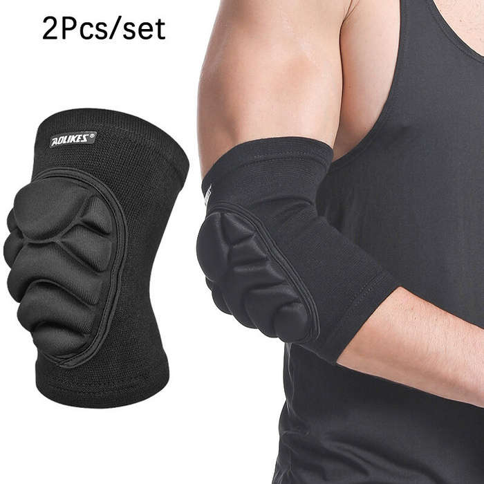 L - Aolikes 1Pair Hand Pads Elbow Protector Volleyball Sponge Support Compression Elbow Braces For B