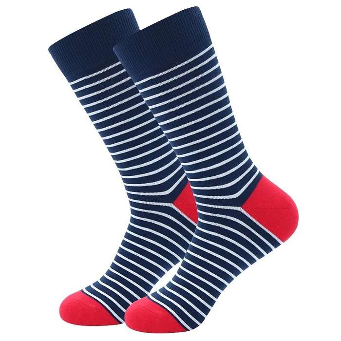 #01 - 5 Pairs Fashion Colorful Men's Business Dress Socks High Quality Stripe Dots Anchor Large Size