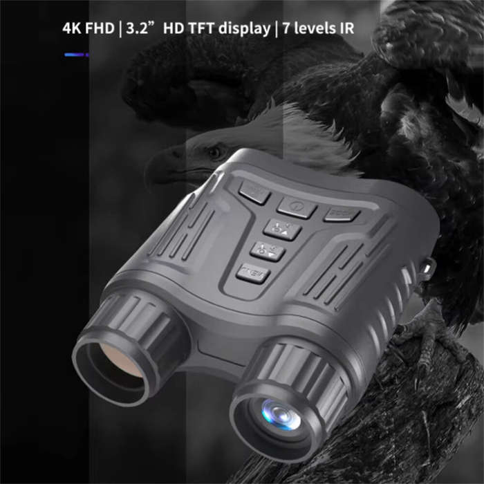 Black - IPRee NV2180 Night Vision Binoculars Infrared Goggles Digital Hunting Telescope 4K Video 36M