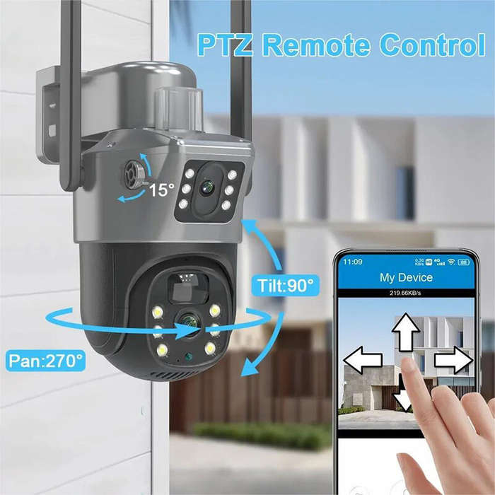 White - V380 4G Solar Dual-Lens Security Camera 4MP IP66 Weatherproof 12000mAh Battery Two-Way Audio