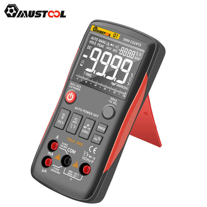 Mustool Q1 Digital Multimeter 9999 Analog Tester True RMS Professional Multimetro DIY Transistor Cap
