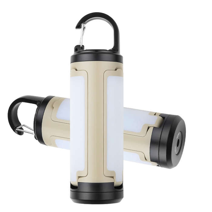 Khaki - IPRee USB Rechargeable Flashlight Powerful 1200mAh Mini LED Camping Lanterns Warm White Ligh