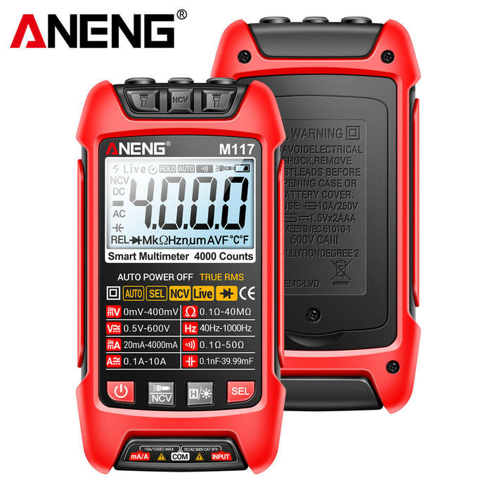 Red - ANENG M117 Digital Multimeter High Precision True RMS Multifunctional Meter with AC/DC Voltage