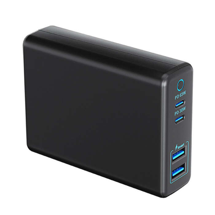 Black - 95W 4-Port USB PD Charger 2USB-A+2USB-C PD Fast Charging Desktop Charging Station EU Plug wi