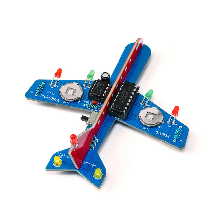 DIY Kit - HU-089 LED Airplane Model DIY Kit NE555 CD4017 Circuit Multi-Color Lights Compact Design B