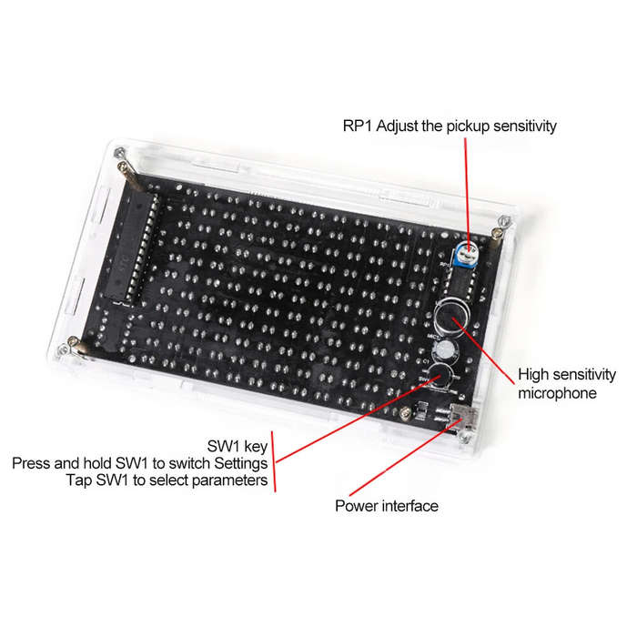 Transparent - DIY Soldering Project Spectrum USB Mini Electronic Display Sound Activated Home Stereo