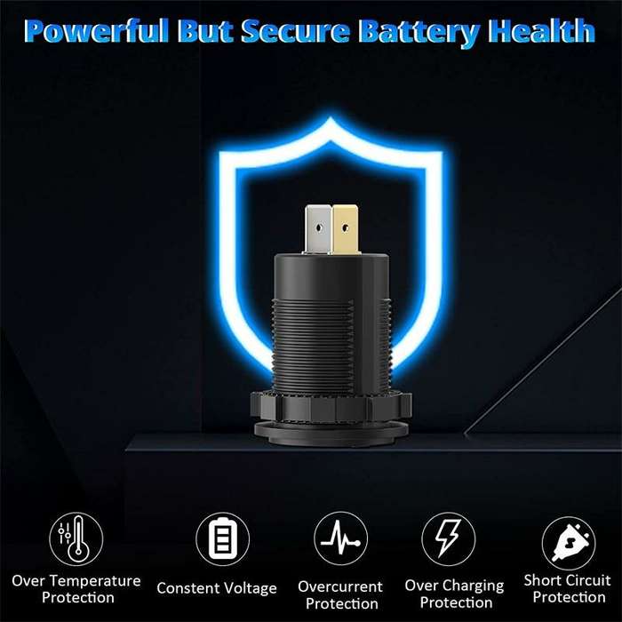 Blue Light - Three Port 12V/24V USB Charger Socket Dual 18W QC 3.0 & 20W PD USB-C For Car Motorcycle