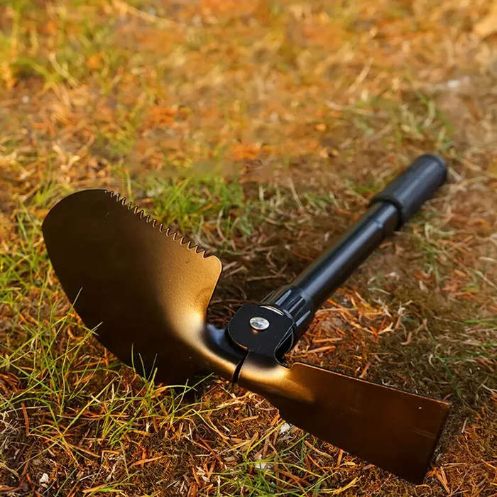 Black - Portable Folding Multi-function Gardening Shovel with Extra Utility Tools Outdoor Mountainee