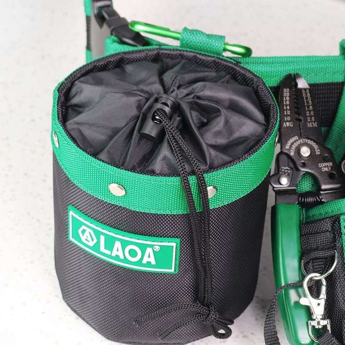 Black+Green - LAOA LA210706 Reliable Tool Bag 1680D Heavy Duty Material Waterproof Versatile Design