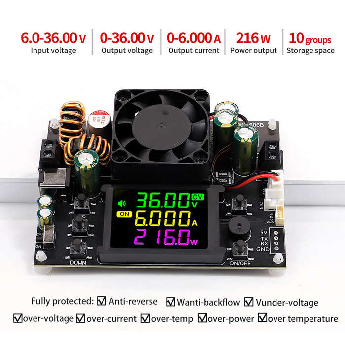 Only Module Board - Sinilink XY3606B DC Adjustable Power Supply 6-36V 0-6A 216W Buck Boost Converter