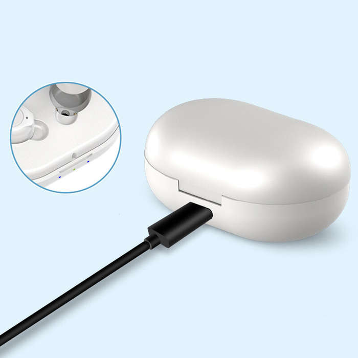 White - Black/White Rechargeable Portable Adjustable Hearing Earphones Invisible-In-Canal Sound Ampl