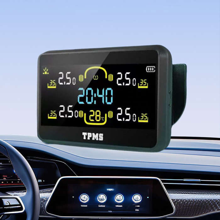 Internal - RedrRover Car Large LCD Screen TPMS Tire Pressure Monitoring System Solar Charging Time D