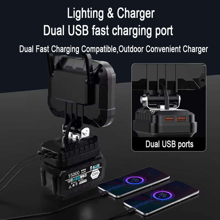 Black - Outdoor Flood Light 3 inch Work Light For Makita 14.4V 18V Li-ion Battery LED Flashlight Lan