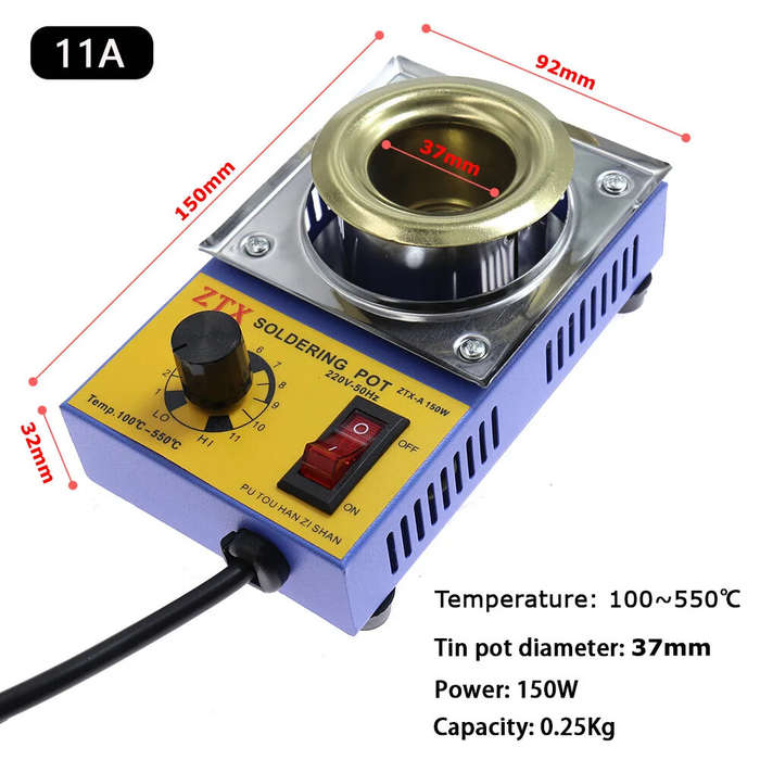 150W - Adjustable Temperature Soldering Pot 150W/160W 220V Tin Melting Furnace 100C to 550C EU Plug