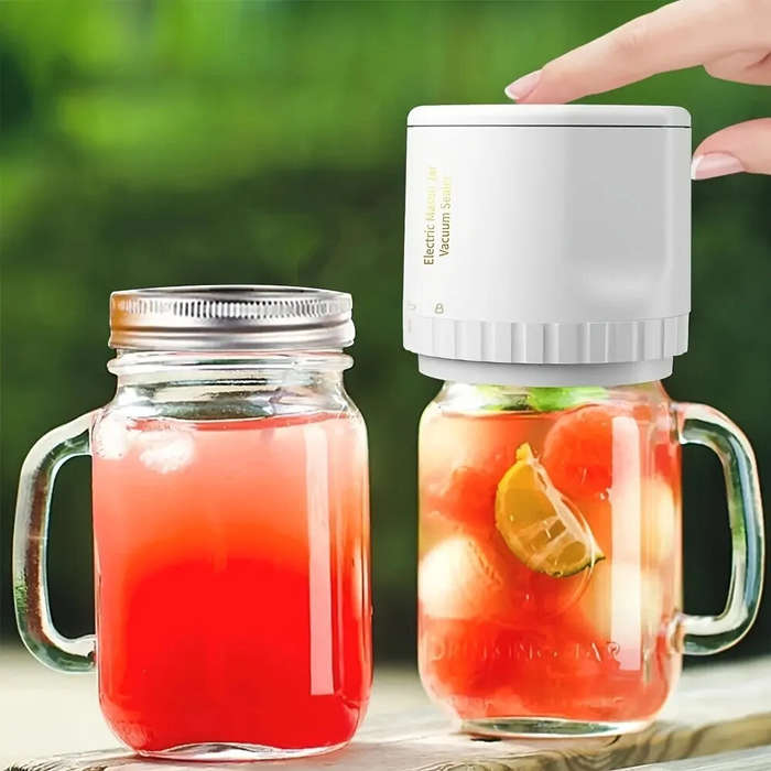 Black - Mason Jar Sealing Machine 1200mAh Mini Vacuum Sealer Electric Mason Jar Vacuum Sealer Kit Co