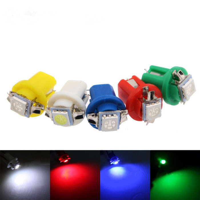 Blue - 10 Pack LED Car Indicator Lights T5 B8.5d Width Light 5050SMD 1 LED Instrument Light Instrume