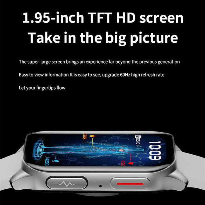 Black - M3 1.95-inch HD Screen 128MB ECG Blood Glucose Monitoring bluetooth Call Heart Rate Blood Pr