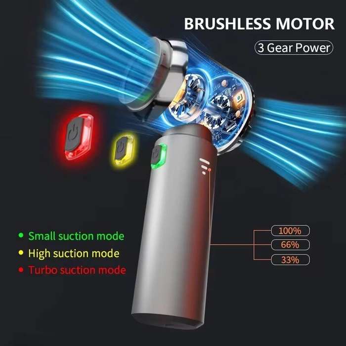 Black - 15000PA High Power Wireless Handheld Vacuum with Brushless Motor Multifunctional Rechargeabl