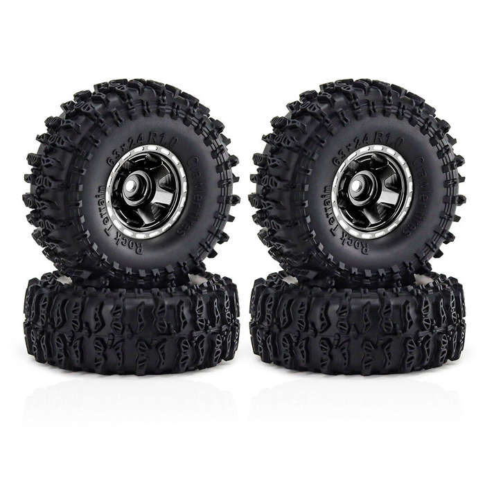 Coffee - 4PCS Upgraded 1 Inch Aluminum Alloy Blade Wheels JC Tire for TRX4M SCX24 FMS24 1/18 Climbin