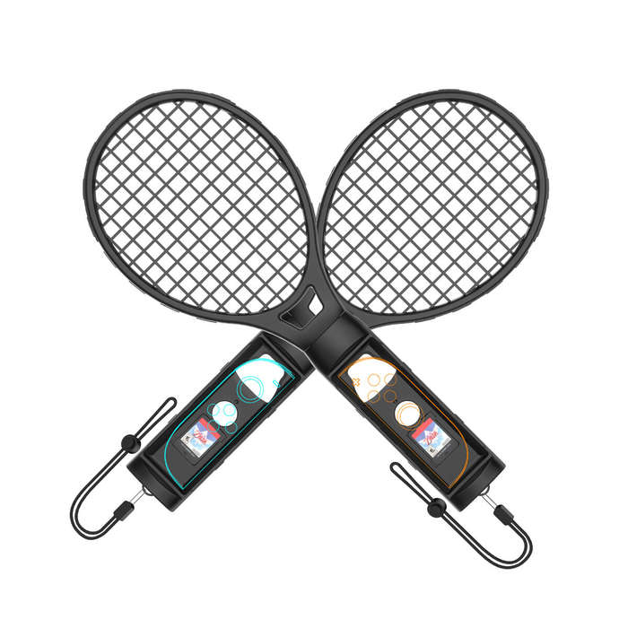 Black - JYS JYS-NS2266 Switch2 Tennis Racket Grips Left and Right Dual Handles Mario Game Tennis Rac