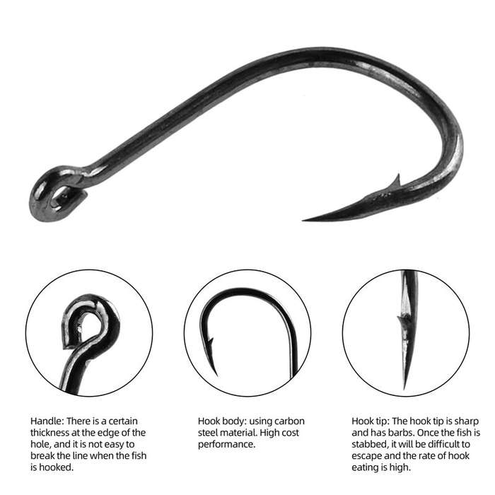 600pcs - 600pcs Fishing Hooks Set 10 Types High Carbon Steel Large Load-bearing Capacity Sharp Barbe