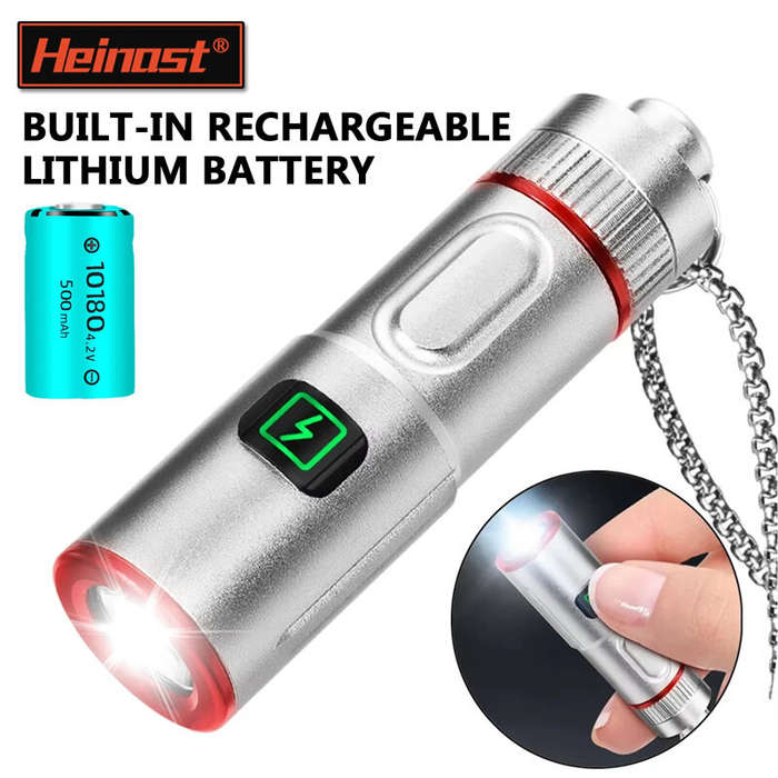 Green - 300LM Powerful EDC LED Keychain Flashlight With Battery Rechargeable Mini Torch Portable Wor