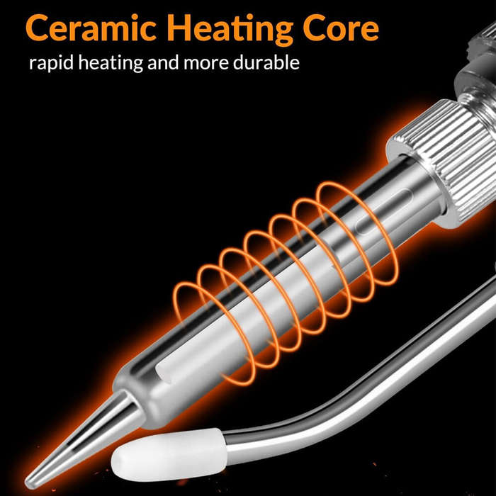 EU Plug - 80W Automatic Soldering Iron Kit 110V 220V with Ceramic Heater Quick Heating Solder Gun fo