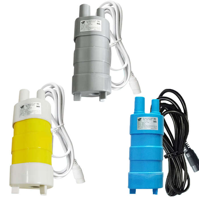 Grey - High-Efficiency JT-500 DC 12V Brushless Magnetic Submersible Water Pump 600 L/H Flow 5m Water