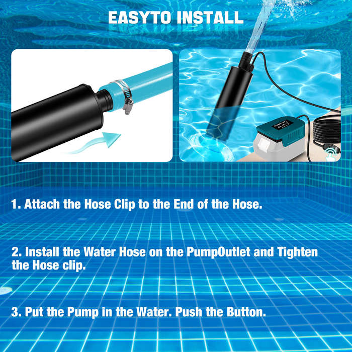 Black - Portable Water Transfer Pump 100W Brushless Motor for Makita Battery 635GPH 20V Cordless Gar