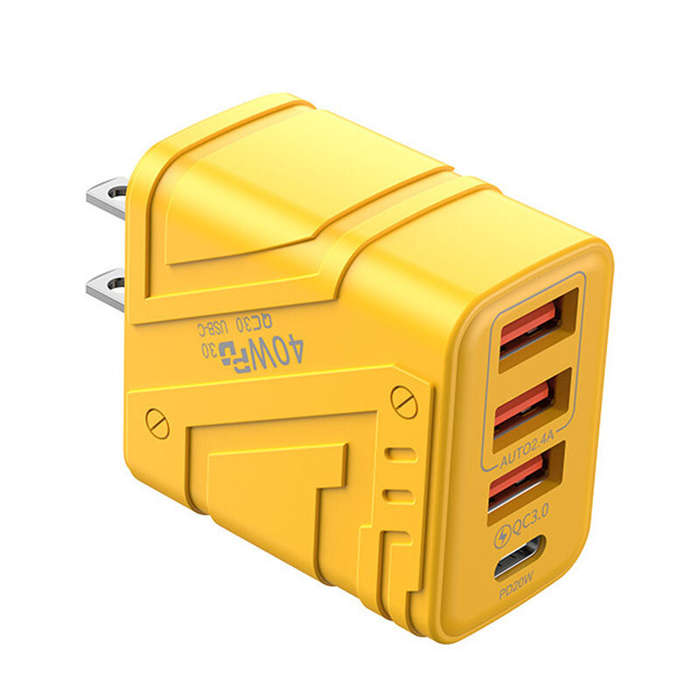 EU Plug - AD-67 40W 4-Port USB PD Charger 3USB-A+USB-C PD3.0 QC3.0 Fast Charging Wall Charger Adapte