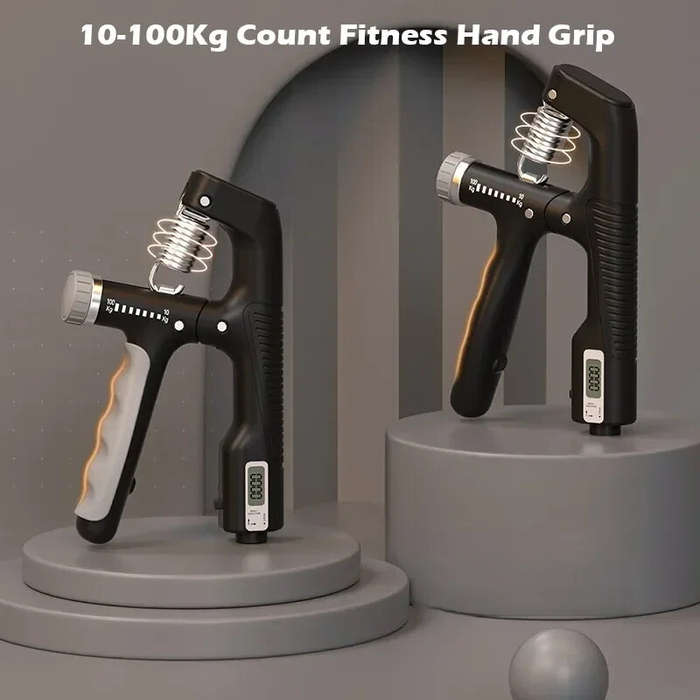 Black - Electronic Counting Handgrip Adjustable 10-100kg Hand Gripper Spring Mechanical Counting Fin