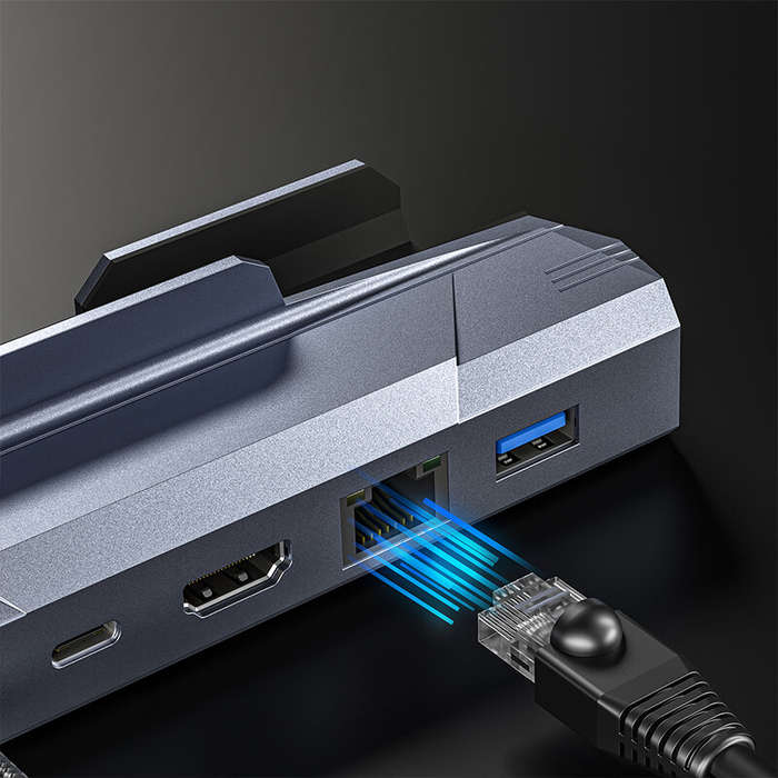 Pobod Steam Deck 6-in-1 Gaming Docking Station with USB3.0*3 PD100W USB-C 4K@60Hz HDMI 1000M LAN Mul