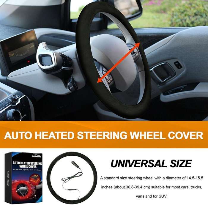 Black - Heated Steering Wheel Protective Cover Universal Car Fast Hand Warmer Car Steering Wheel Hea