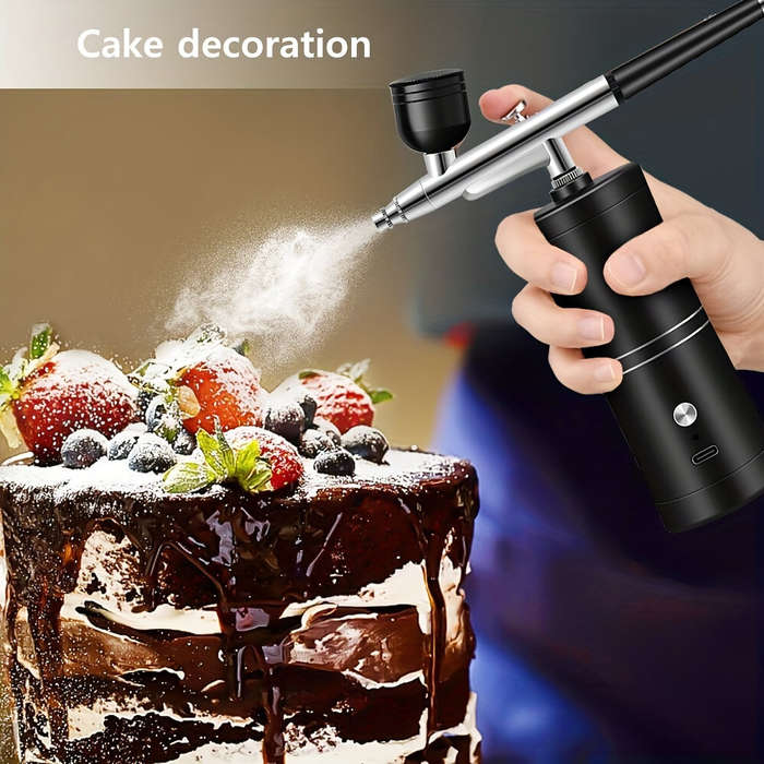 Pink - 900mAh High-Pressure Spray Gun Sprayer Kit 0.3mm Mini Air Compressor Air Brush Kit Painting A